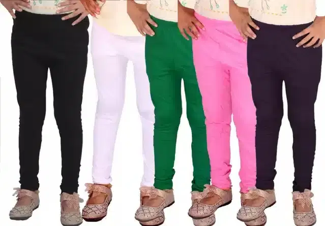 Soft & Comfortable Leggings for Girls, Pack of 5 (Multicolor, 2-3 Years)