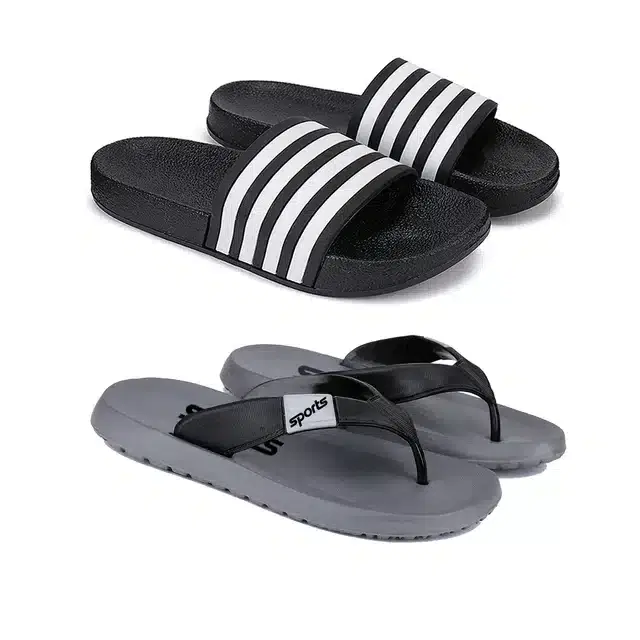 Combo of Men 's Flip Flops, Pack of 2 (Multicolour, 8)