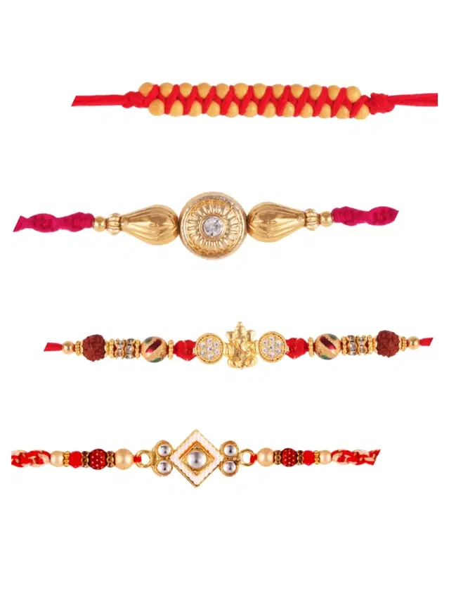 Designer Rakhi for Rakshabandhan, Multicolor, Pack of 4