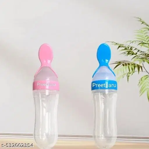 Preetaaru (Pack Of 2). Baby Soft Silicone Spoon Feeding Bottle 90 Ml Bpa -Free