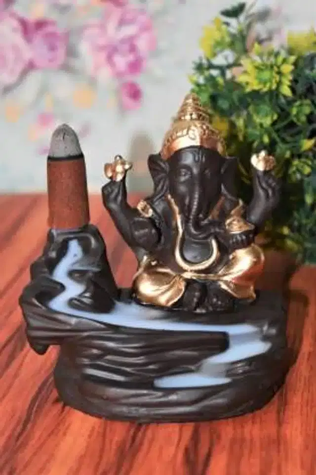 Handcrafted Ganesha Smoke Backflow Incense Burner, Multicolor