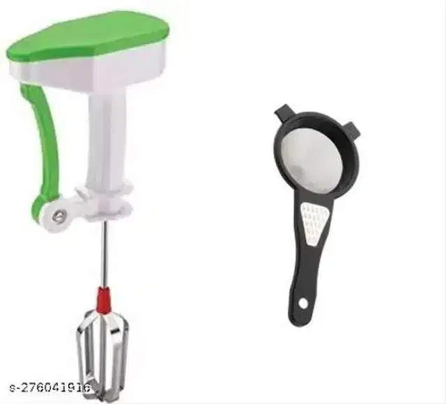 Hand Manual Blender with Tea Strainer, Multicolor, Set of 2