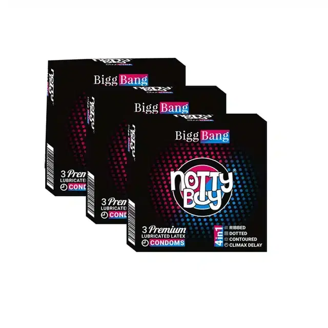 Notty Boy 3 Pcs Bigg Bang Condoms for Men, Set of 3