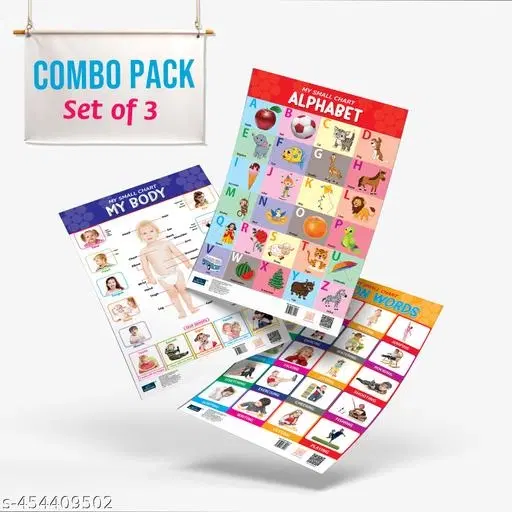 Bookford Publications My small chart Alphabet, My Body & Action Words (Set of 3)