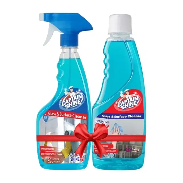 Captain Shine Glass Cleaner 500 ml + Captain Shine Glass Cleaner 500 ml Refill Bottle