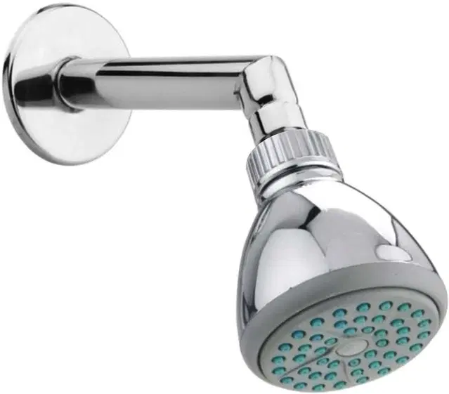 Stainless Steel Overhead Shower, 3 inches with 7 inches Arm & Wall Flange, Silver, Set of 1