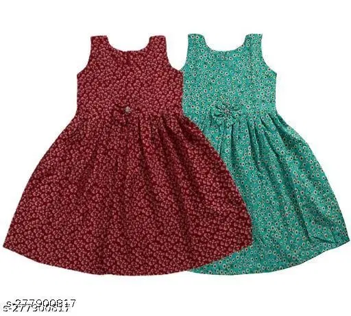 Frocks & Dresses for Girls, Pack of 2 (Maroon, 9-10 Years)