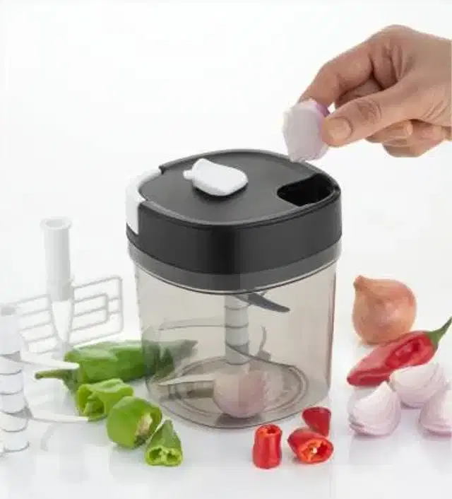 Manual Vegetable Chopper, Black, 1000 ml
