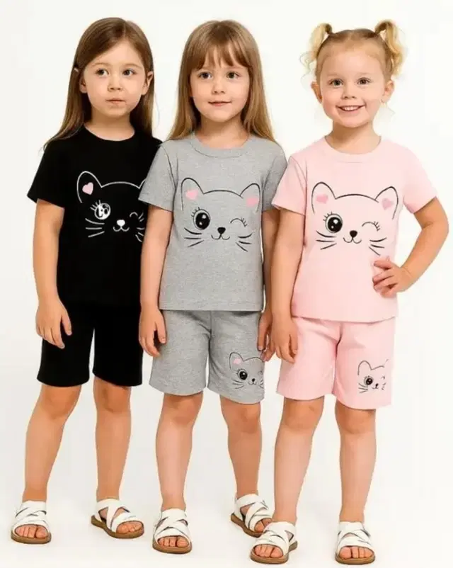 Cotton Blend Printed Clothing Set for Girls, Multicolour, Pack of 3 (0-6  Months)