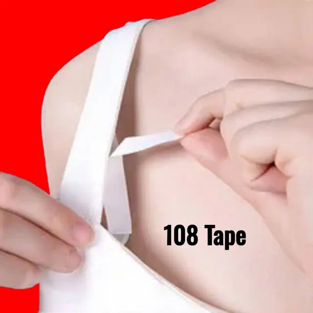 Acrylic Film Clothing 108 Double Sided Tape Strips, Transparent, Set of 1