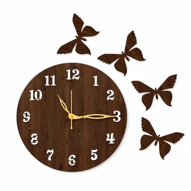 MDF Wall Clock with Butterfly