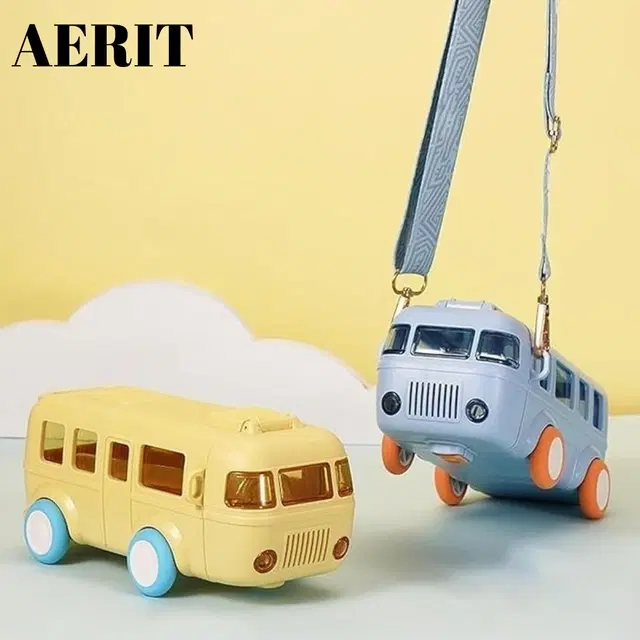 Plastic Bus Shape Sipper Bottle for Kids, Multicolor (1000 ml)