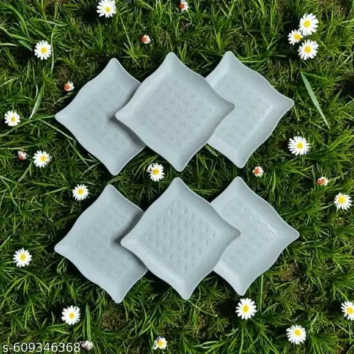 Plastic Plates for Kitchen, White, Pack of 6