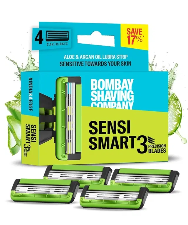 Bombay Shaving Company Sensi Smart 3 Razor Cartridge | Pack Of 4 Blades