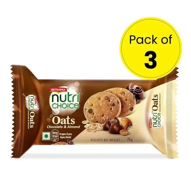 Britannia Nutri Choice Oats Choco Almond 3X66.6 g (Pack Of 3)