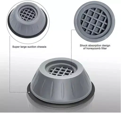 Rubber Anti Vibration Washing Machine Pads, Grey, Pack of 4