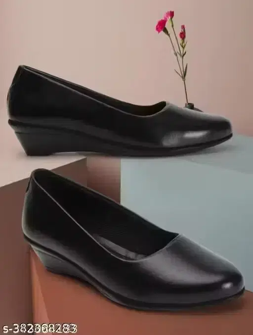 Solid PVC Casual Shoes for Women (Black, 6)