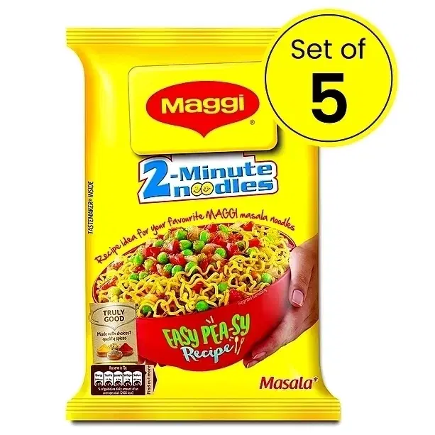Maggi 2-Minute Instant Noodles Masala 5X70 g (Pouch) (Set of 5)