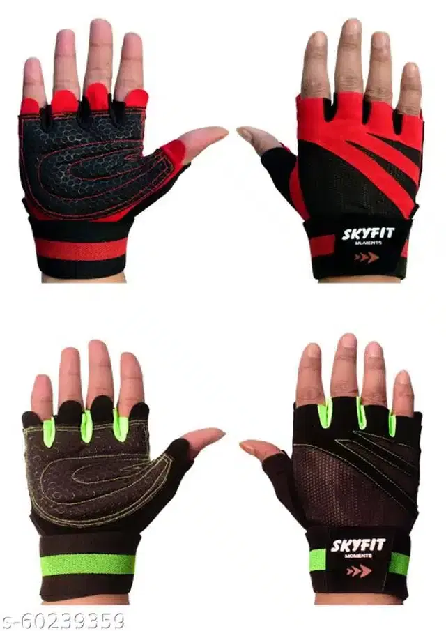 Nylon Sports Gloves, Set of 2 (Multicolor)