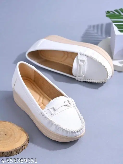 Shoetopia Girls Loafers (White, 11 to 12 Years)
