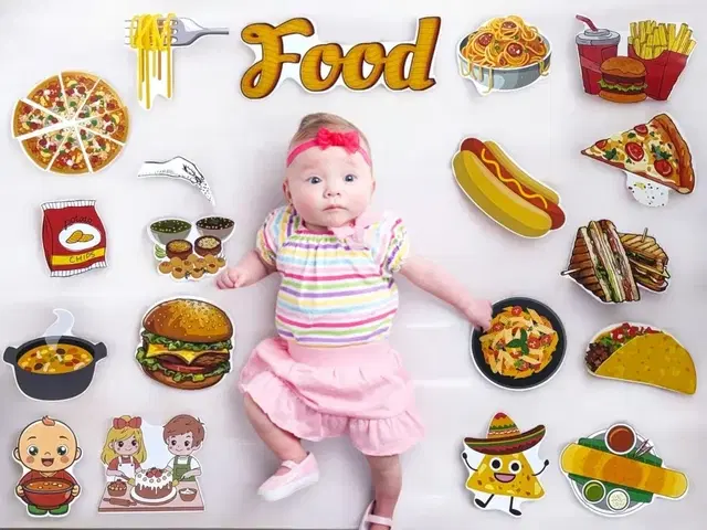 TodFod 20+ Pc Food Baby Theme Photo Booth Cards/Props