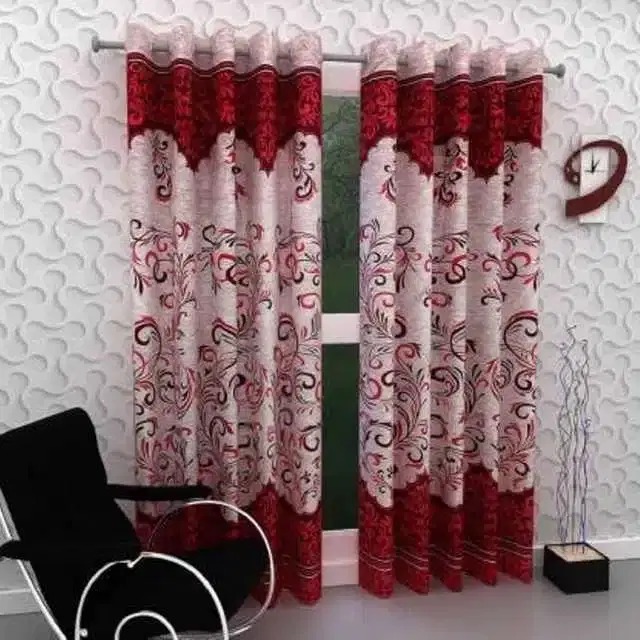 Door Curtain, Pack of 2, Maroon, 4x7 Feet