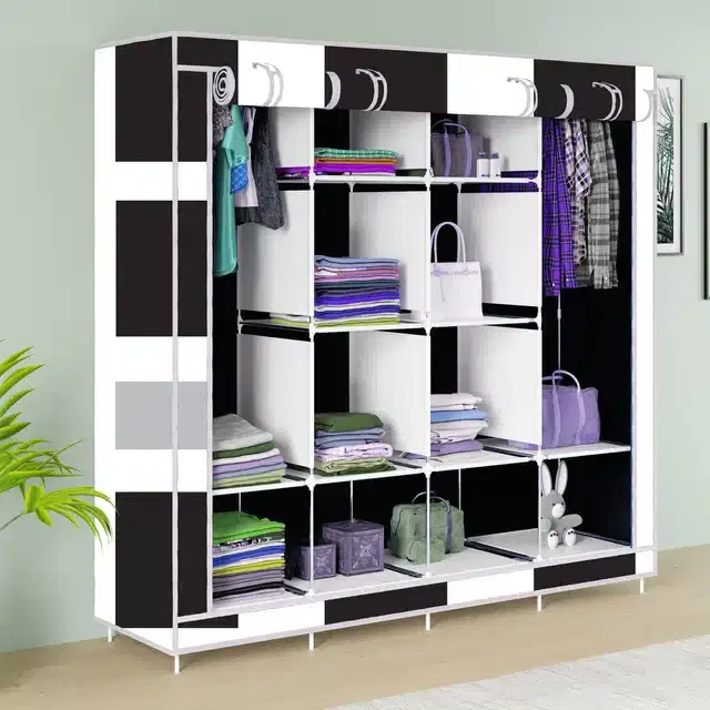 Carbon Steel 3 Door 12 Shelf Printed, Black
