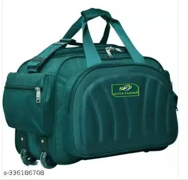 Polyester Strolley Duffel Bag, Teal, 60 L