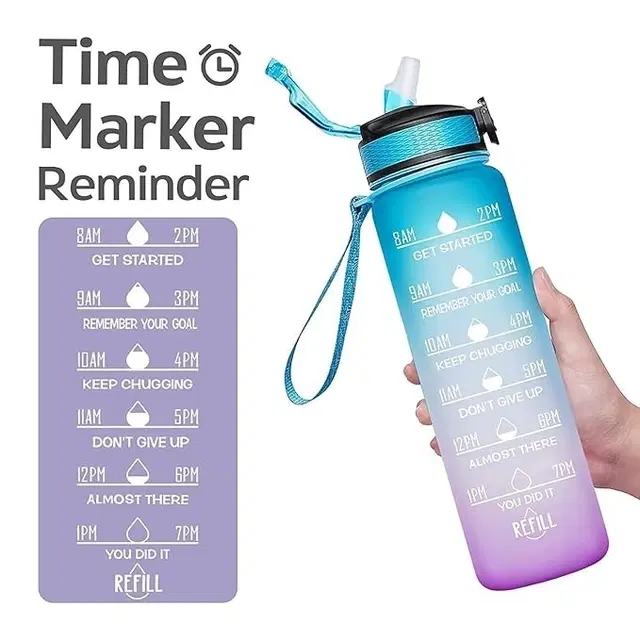 Silicone Sipper Water Bottle, Multicolor, 1000 ml
