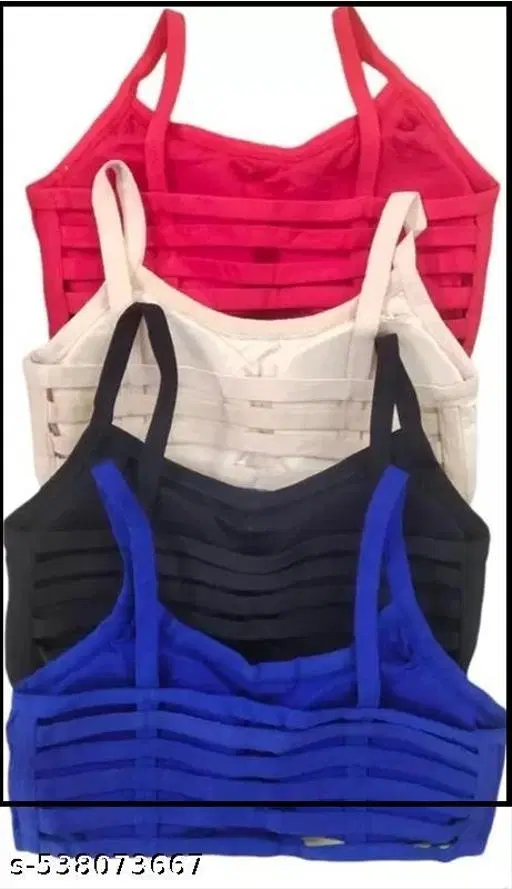 Cotton Solid Bras for Women, Assorted, Pack of 4 (28A)