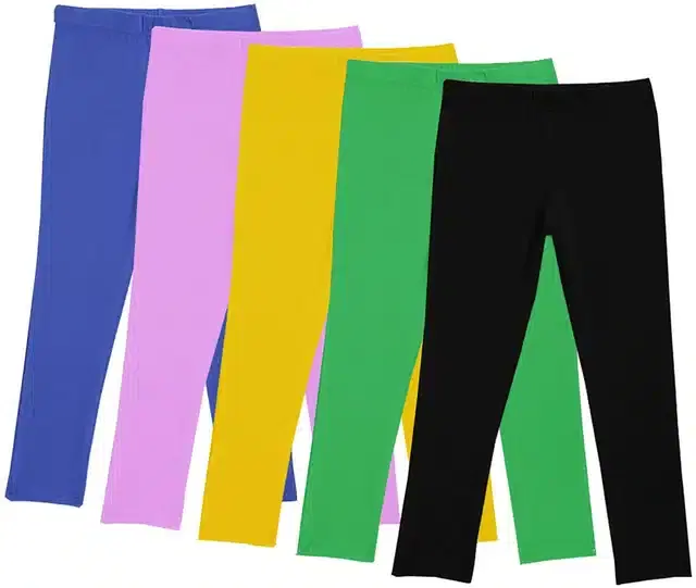 Soft & Comfortable Leggings for Girls, Pack of 5 (Multicolor, 2-3 Years)