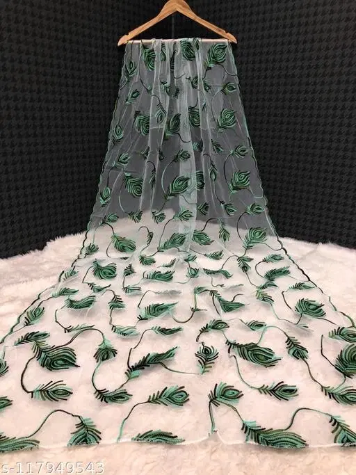 Embroidered Jaipuri Net Quirky Sewing & Embroidery (White, Free Size)