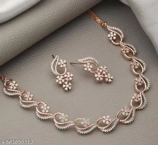 Rose Gold Stone AD jewellery set
