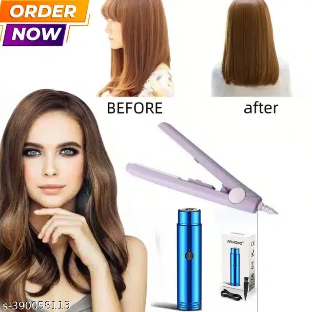 Mini Hair Straightener with Portable Electric Shaver for Men & Women, Multicolor, Set of 2