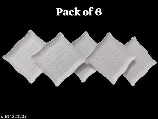 Plastic Plates for Kitchen, White, Pack of 6