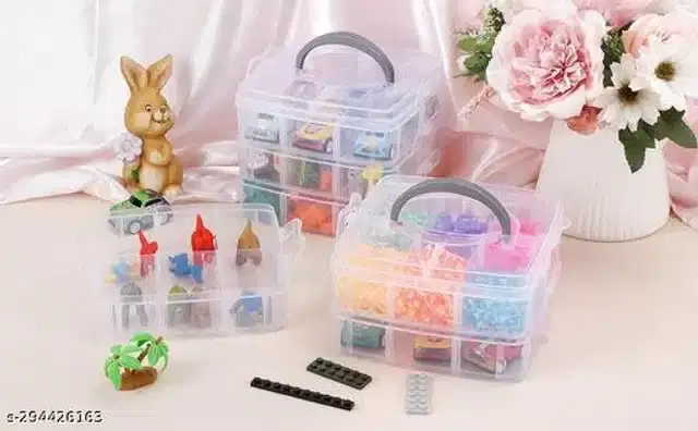 18 Section Jewellery Organiser Box, Transparent, Pack of 2