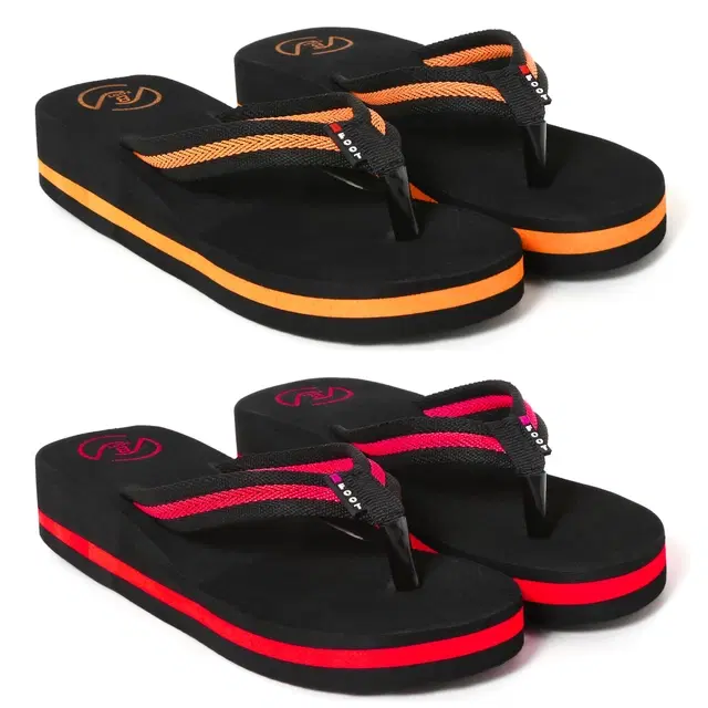 Flip-Flops for Women, Pack of 2 (Multicolor, 5)