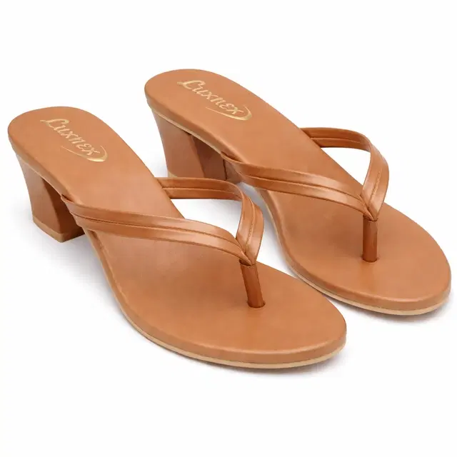 Solid Block Sandals for Women (Brown, 3)