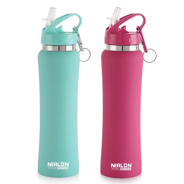 Nirlon Stainless Steel Sipper Water Bottle, Multicolor, 750 ml, Pack of 2