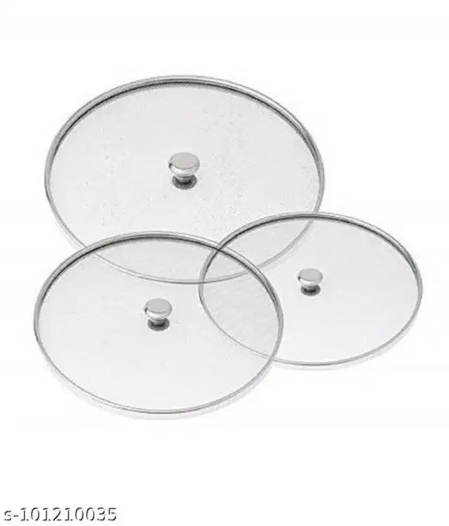 Metal Net Lids, Silver, Set of 3