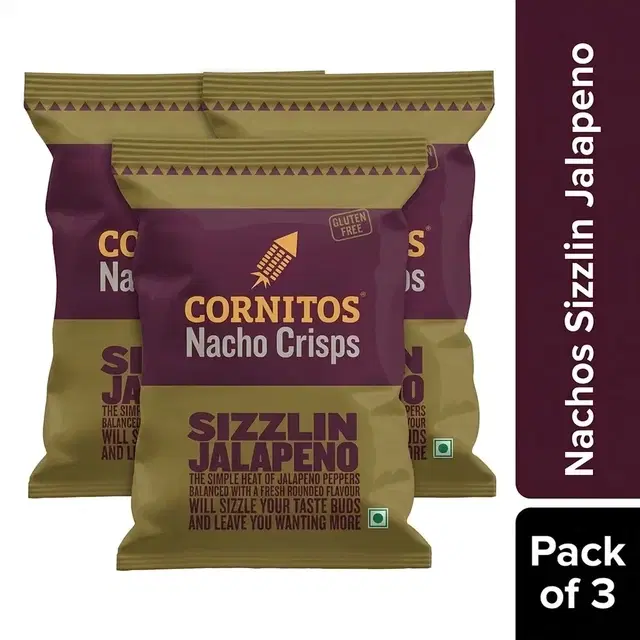 Cornitos Nachos Sizzlin Jalapeno 55 g - Pack of 3