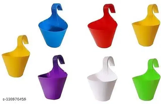 Plastic Hanging Planters, Multicolor, Pack of 7