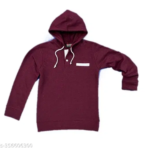 Cotton Blend Printed Hoodie for Girls (Wine, 5-6 Years)