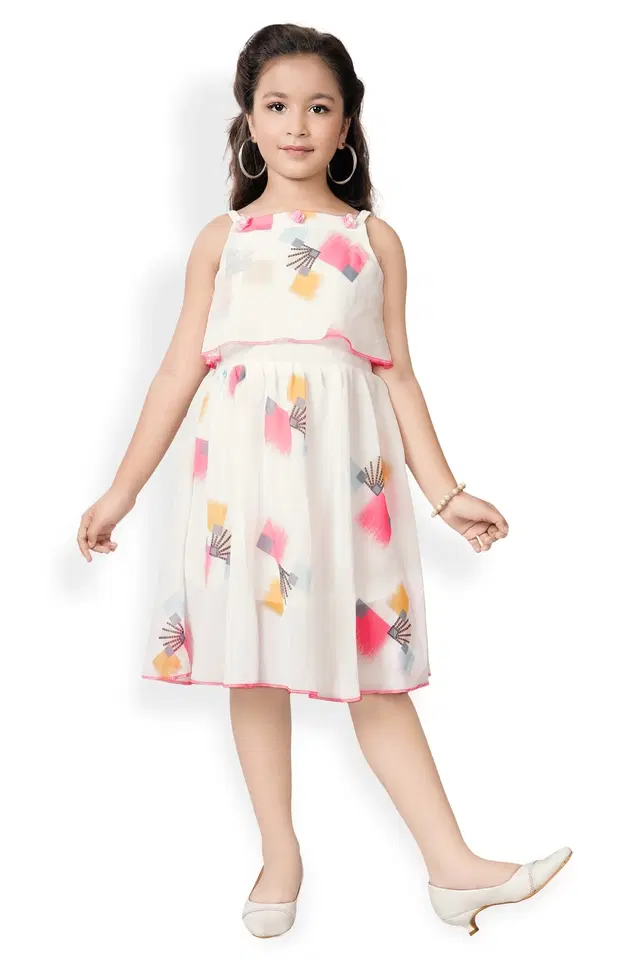 Frock for Girls (Cream, 3 - 4 Years)