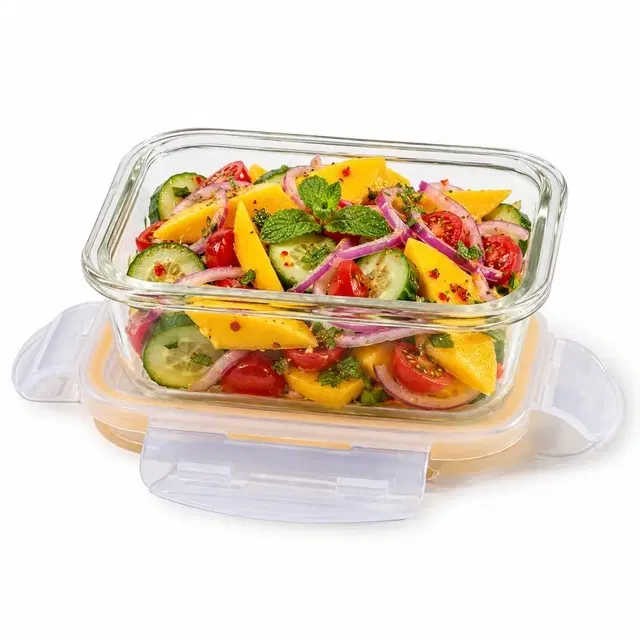 Cello Rectangle Container Fit N Fresh Clip O Rectangular Glass Storage Container, 370 ml | Pack Of 1 | Clip-Lock Airtight Lid | Microwave, Fridge & Dishwasher Safe | Leak-Proof Food Storage For Kitchen & Fridge