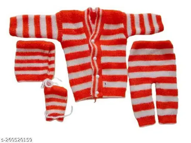 Woolen Sweater & Pant with Socks & Cap for Kids (Multicolor, 3-6 Months)