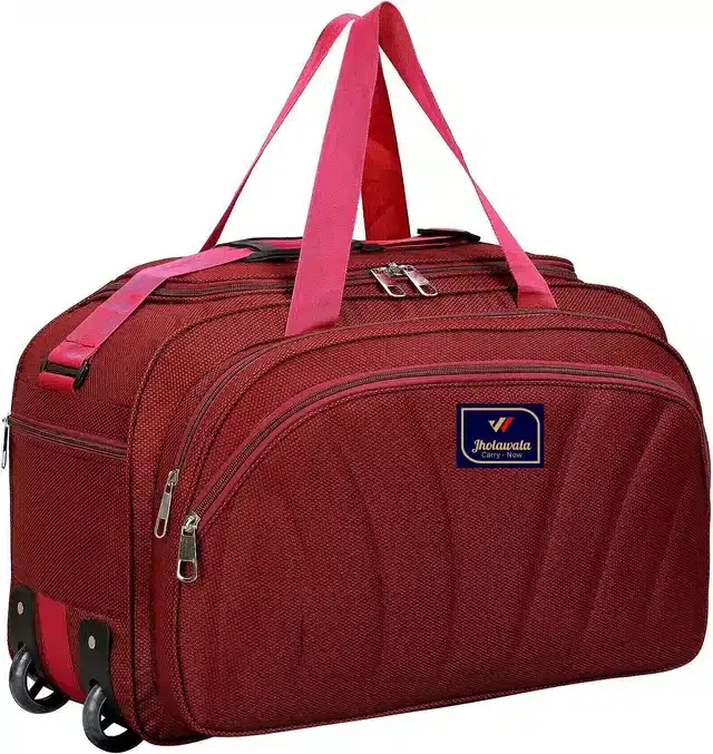 Polyester Traveling Luggage Bag with Wheels, Maroon,62 L