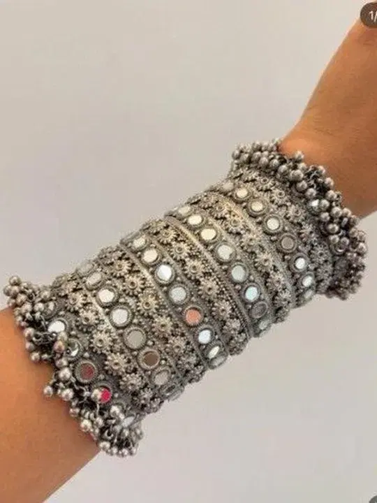 Mirror Bangle Long Size Oxidised Bangle