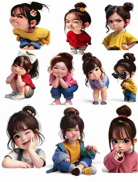Cute Cartoon Girl Vinyl Self Adhesive Sticker