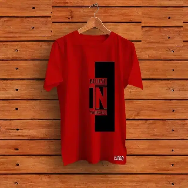 Round Neck Printed T-Shirt for Men, Red (M)